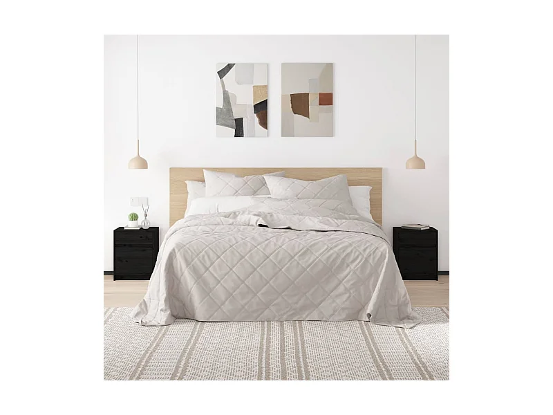 Nachtschränke 2 Stk. Schwarz 40x31x50 cm Massivholz Kiefer