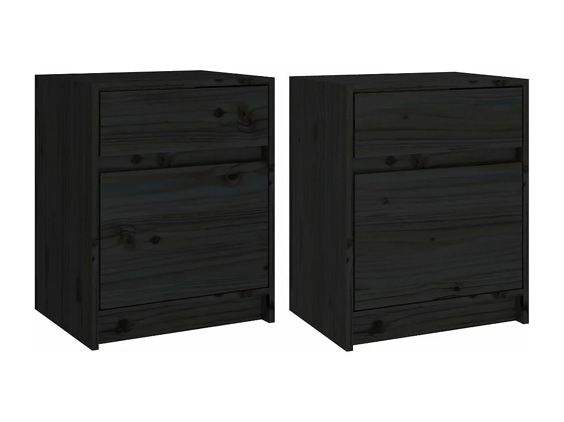 Nachtkastjes 2 st 40x31x50 cm massief grenenhout zwart