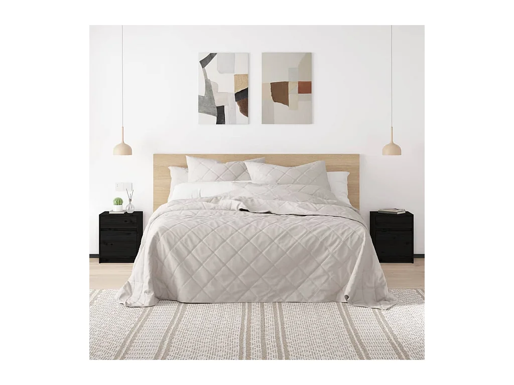 Comodini 2 pz Neri 40x31x50 cm in Legno Massello di Pino