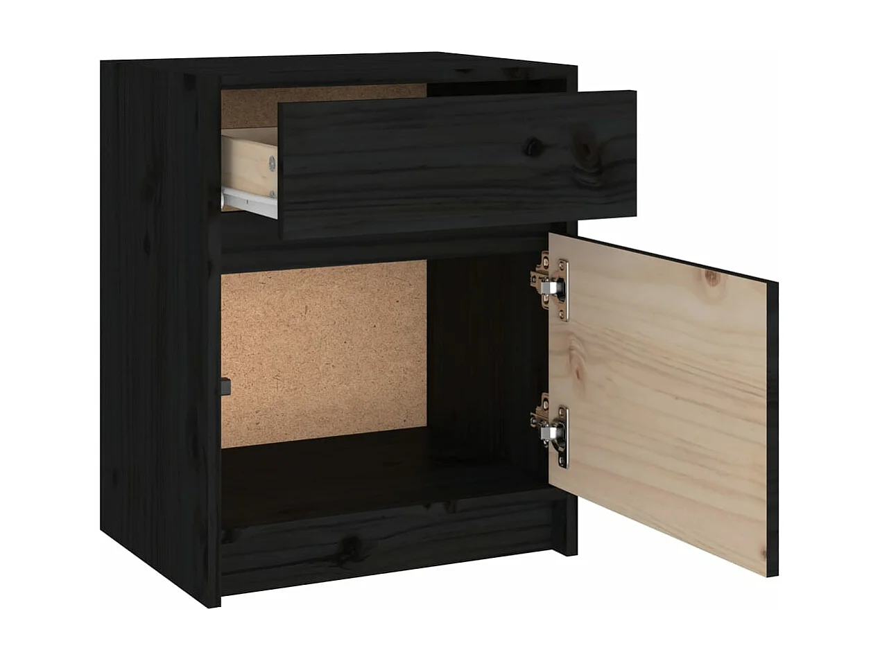 Tables de chevet 2 pcs Noir 40x31x50 cm Bois de pin massif