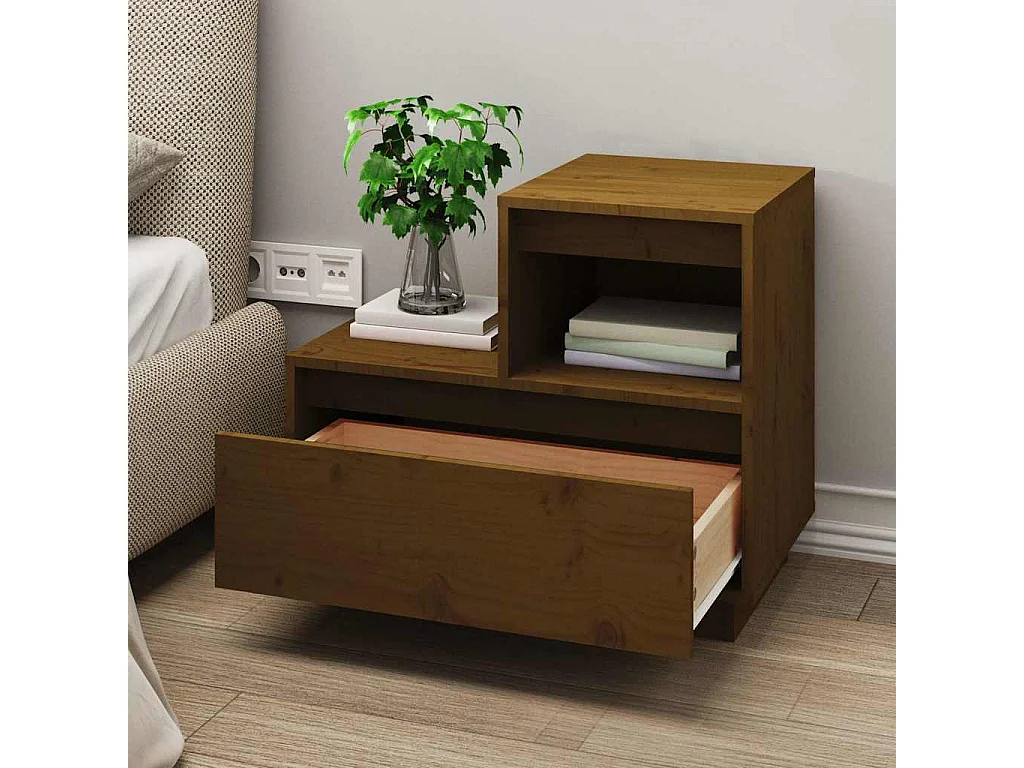 Tables de chevet 2pcs Marron miel 60x34x51cm Bois de pin massif