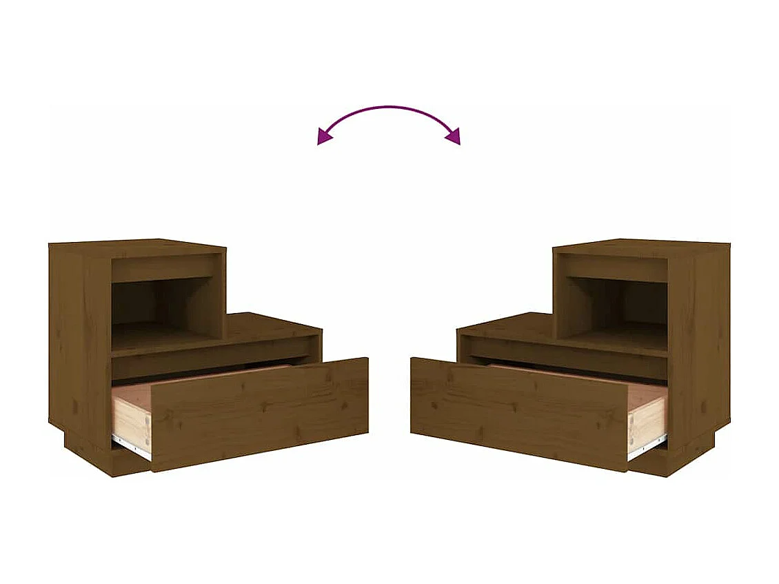 Tables de chevet 2pcs Marron miel 60x34x51cm Bois de pin massif
