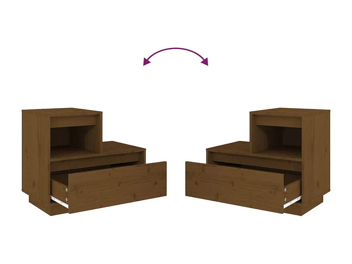 Comodini 2 pz Marrone Ambrato 60x34x51 cm in Legno di Pino