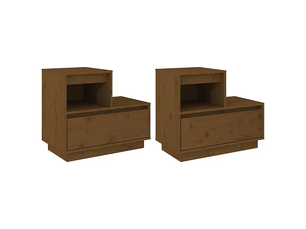 Nachtkastjes 2 st 60x34x51 cm massief grenenhout honingbruin