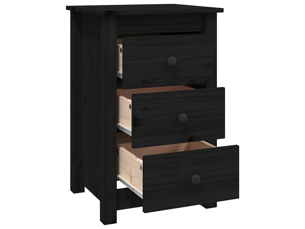 Nachtkastjes 2 st 40x35x61,5 cm massief grenenhout zwart