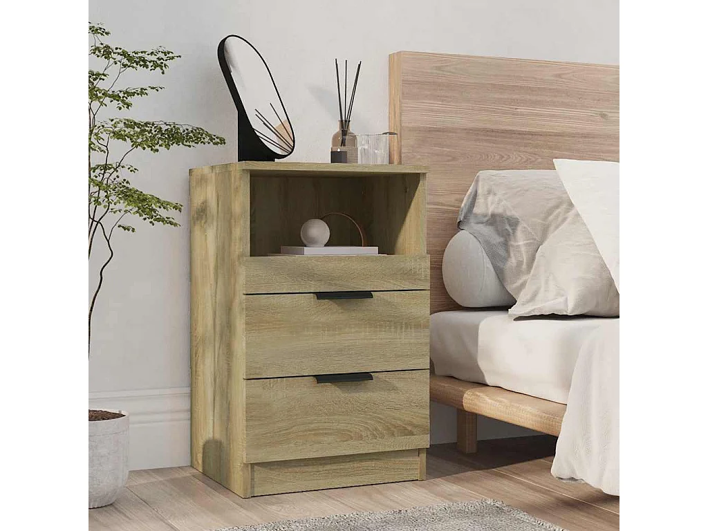 Tables de chevet 2 pcs Chêne Sonoma Bois d'ingénierie