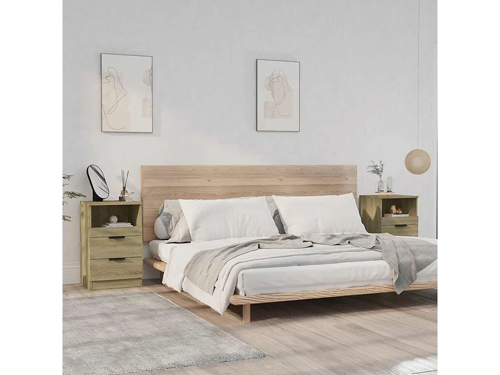 Tables de chevet 2 pcs Chêne Sonoma Bois d'ingénierie