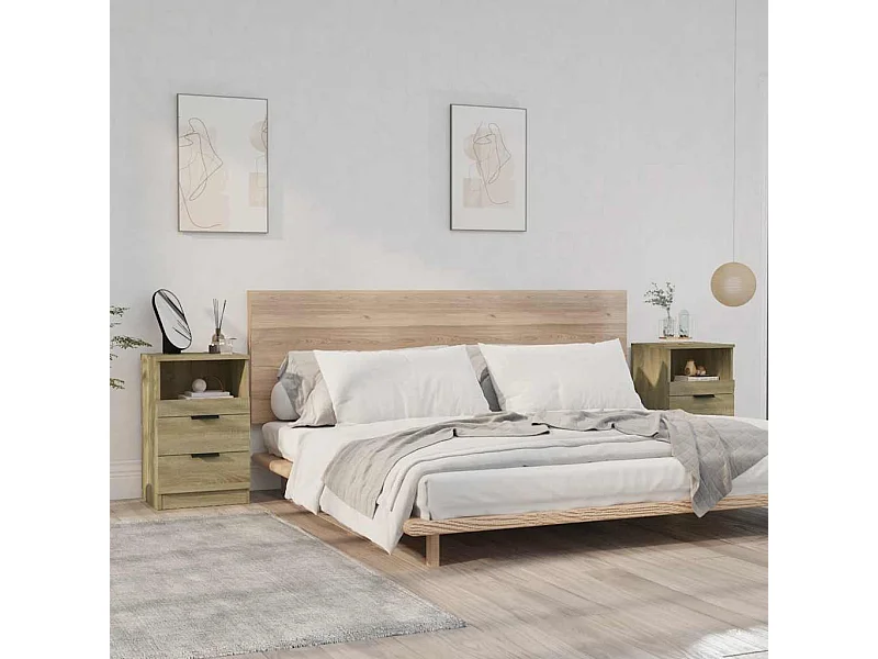 Comodini 2 pz Rovere Sonoma in Legno Multistrato