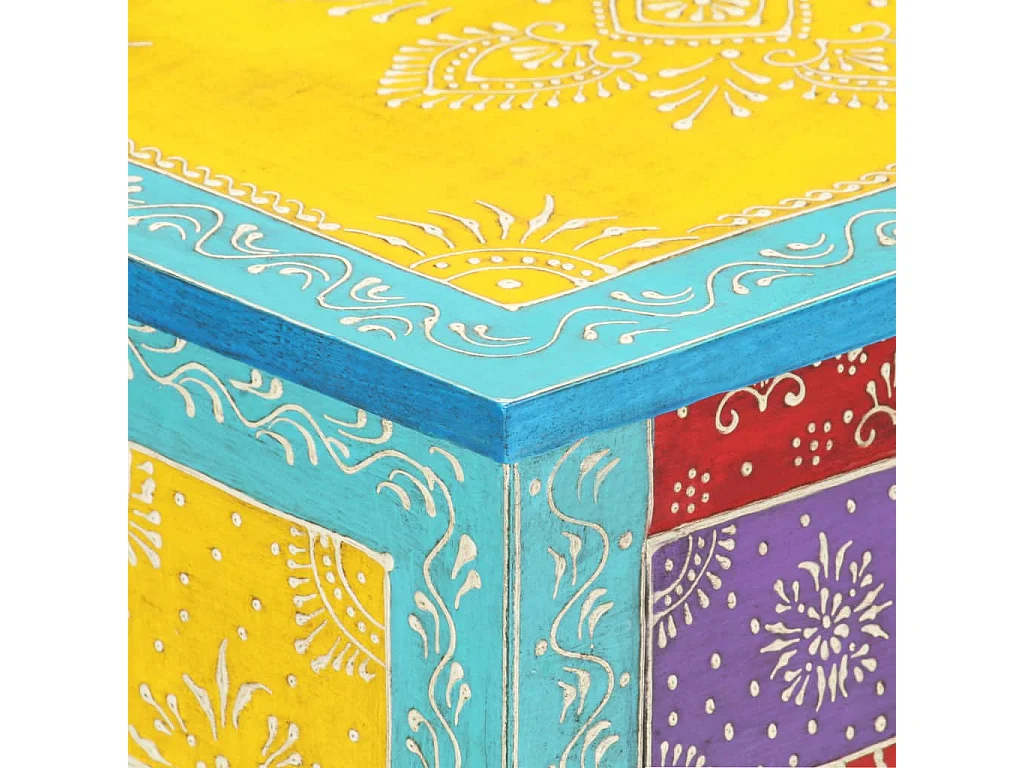 Table de chevet peinte à la main 40x30x50 cm Bois de manguier