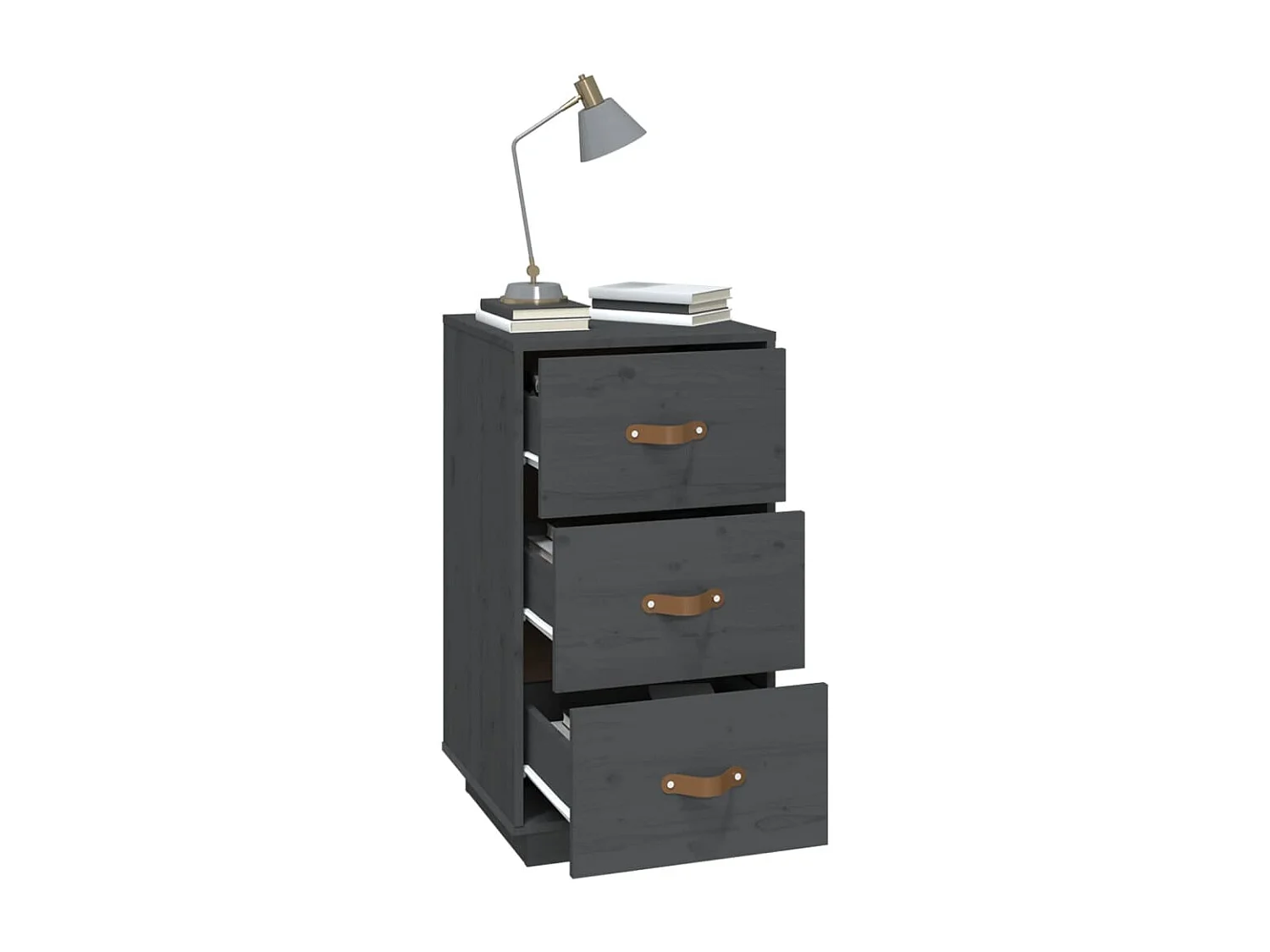 Comodini Grigi 2 pz 40x40x75 cm in Legno Massello di Pino