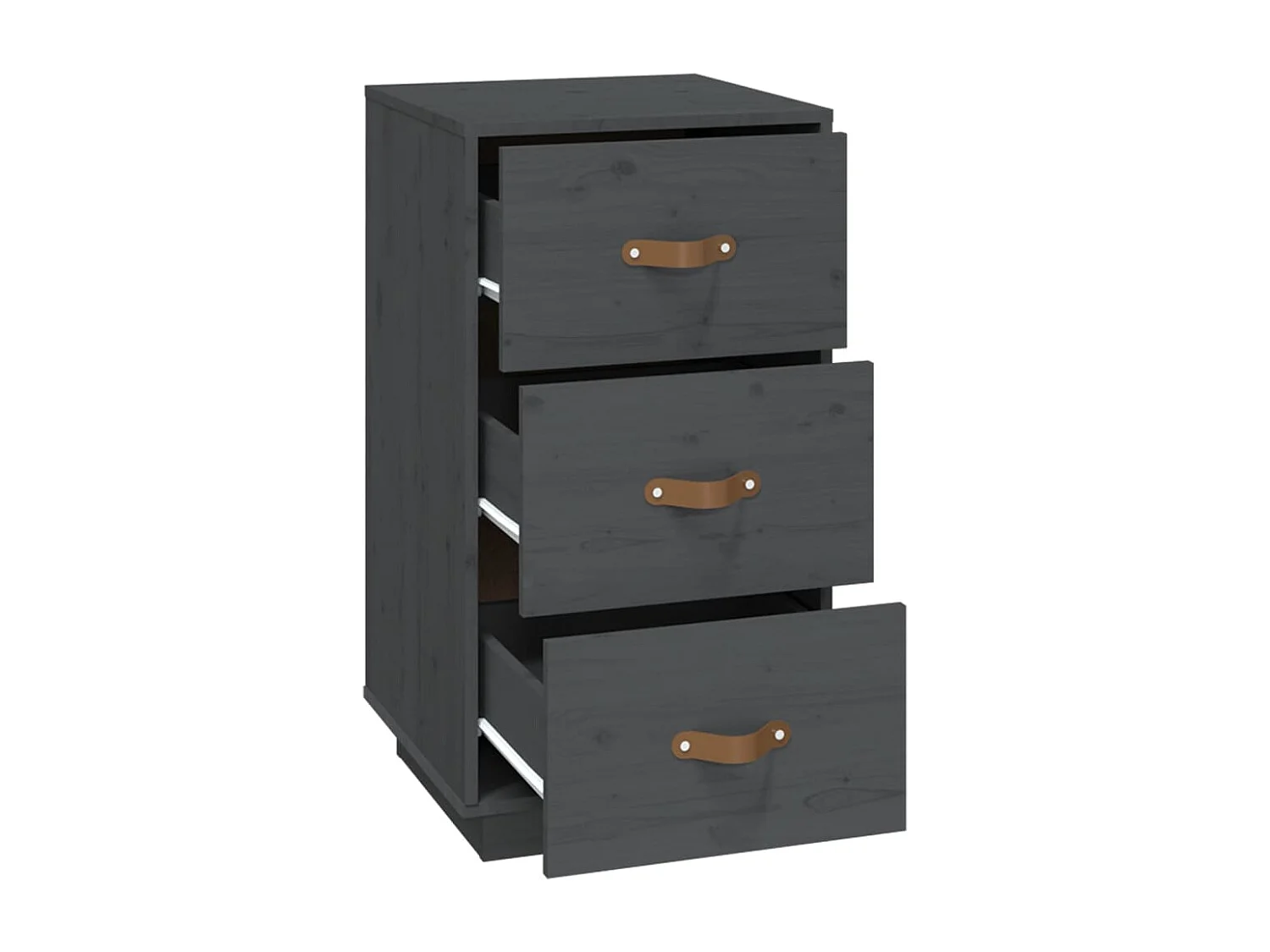 Comodini Grigi 2 pz 40x40x75 cm in Legno Massello di Pino