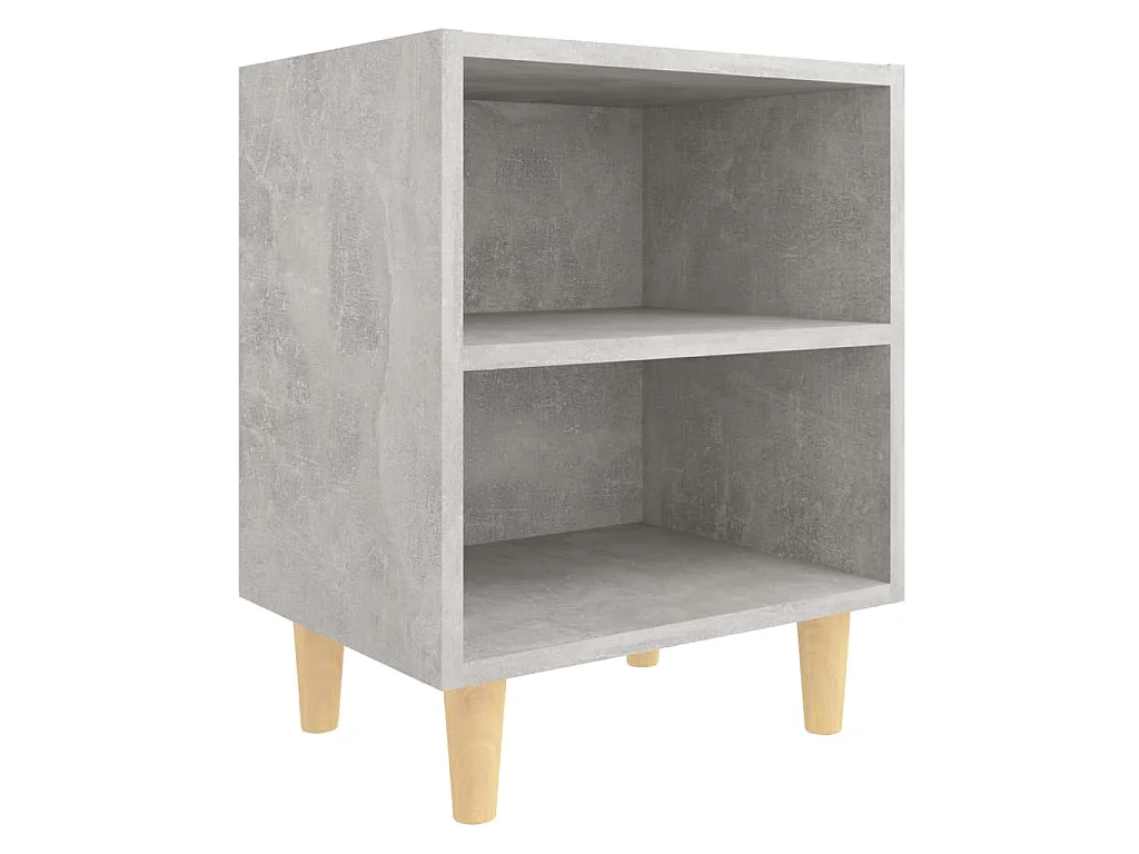 Table de chevet avec pieds en bois Gris béton 40x30x50 cm