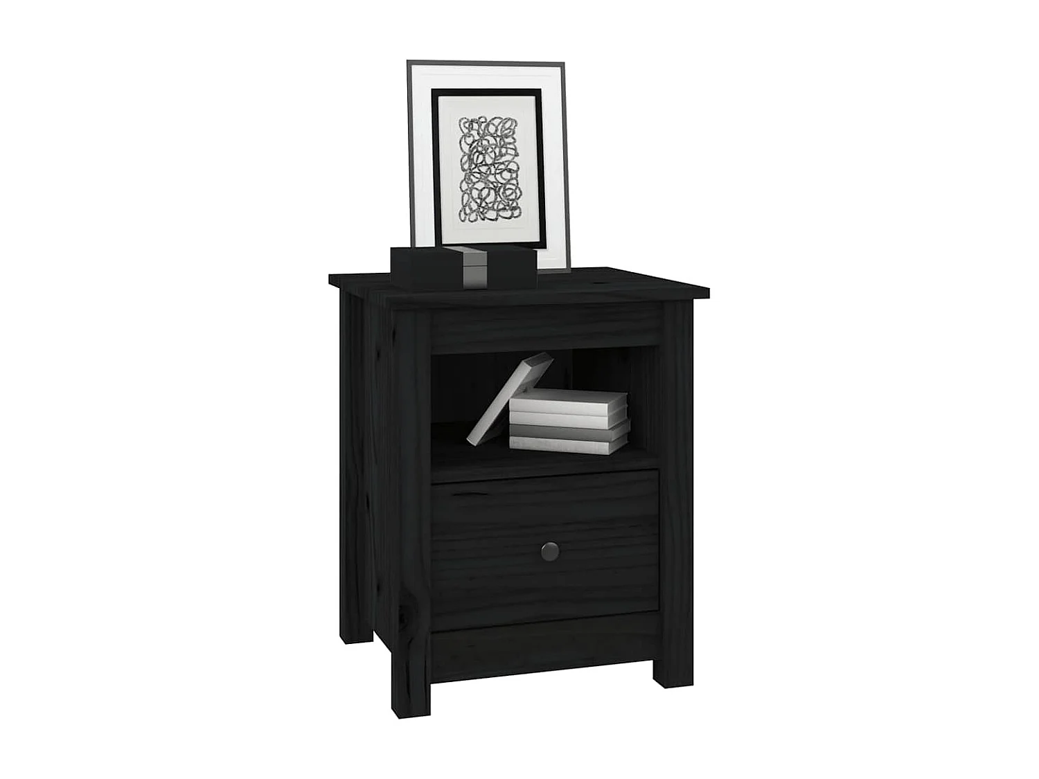 Tables de chevet 2 pcs Noir 40x35x49 cm Bois de pin massif