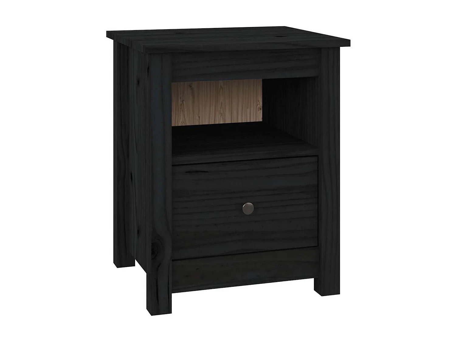 Tables de chevet 2 pcs Noir 40x35x49 cm Bois de pin massif