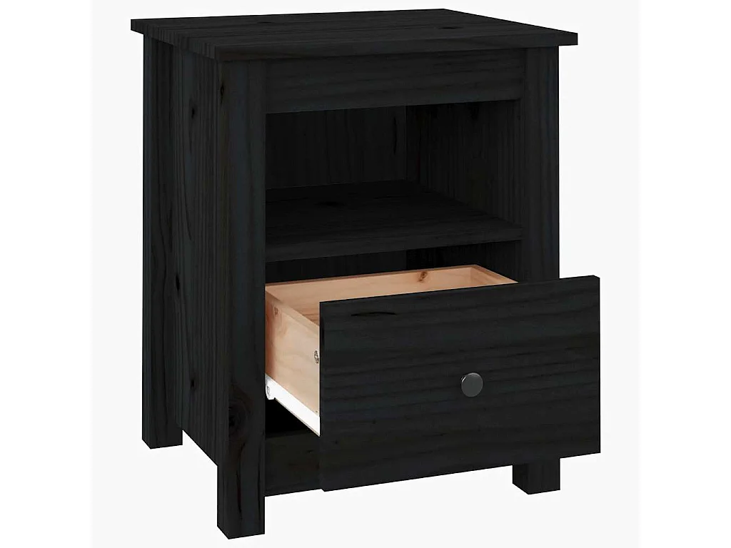 Tables de chevet 2 pcs Noir 40x35x49 cm Bois de pin massif