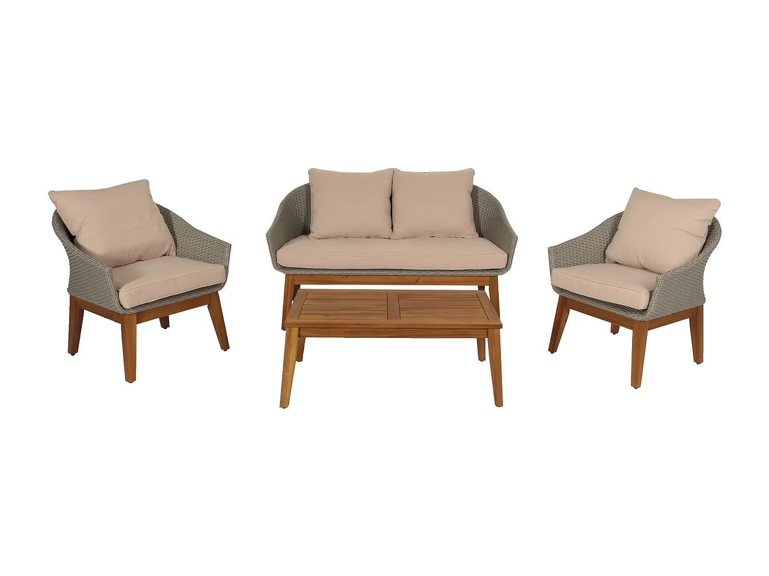 Tuinset MCW-N37,  grijs, kussens beige