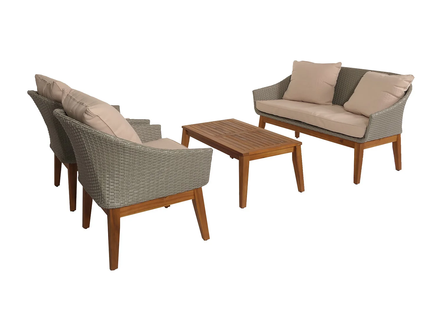 Tuinset MCW-N37,  grijs, kussens beige