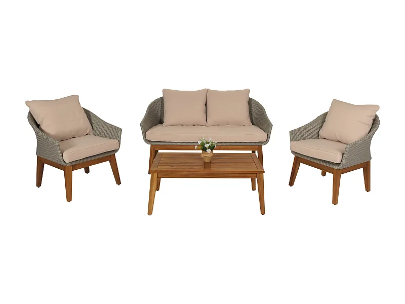 Gartengarnitur MCW-N37, Grau, Kissen beige