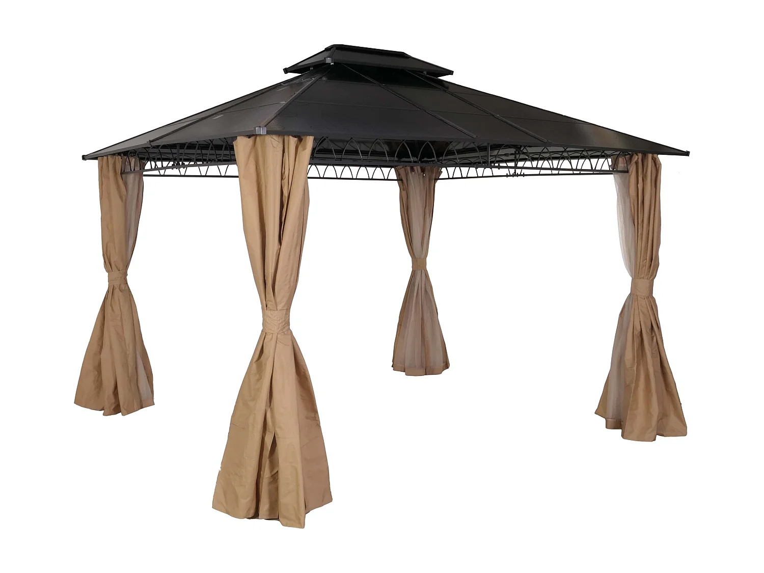 Pergola med fast tag MCW-M81,  cremefarvet