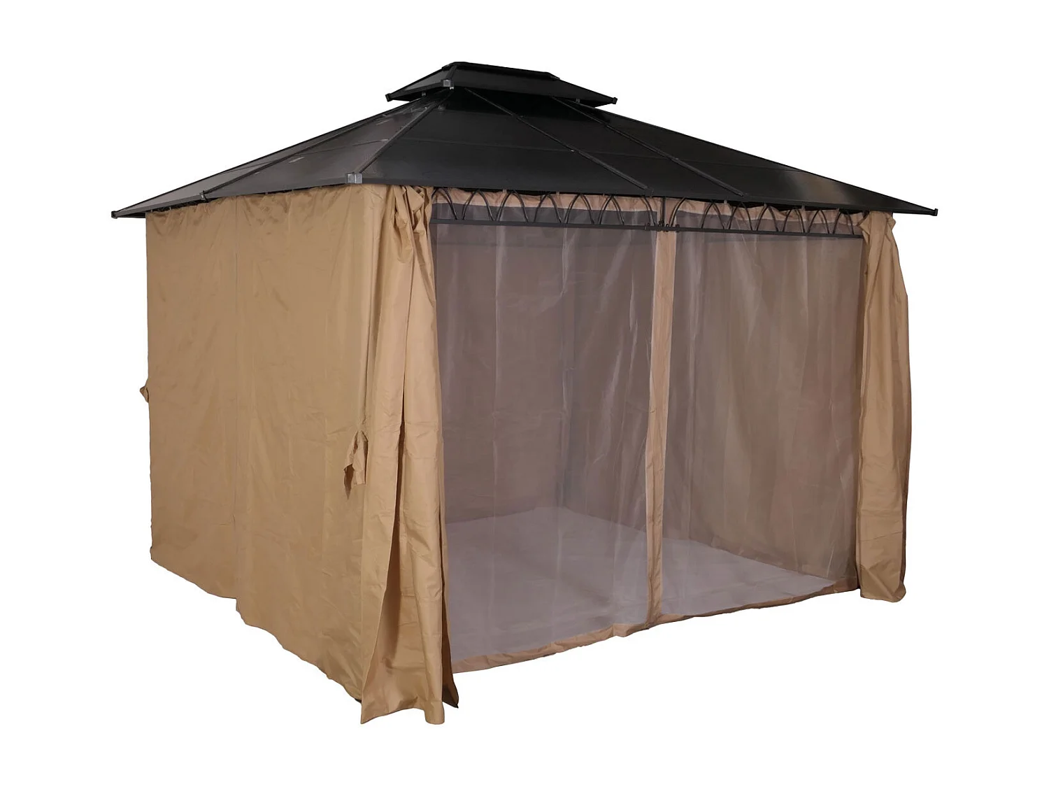 Pergola med fast tag MCW-M81,  cremefarvet