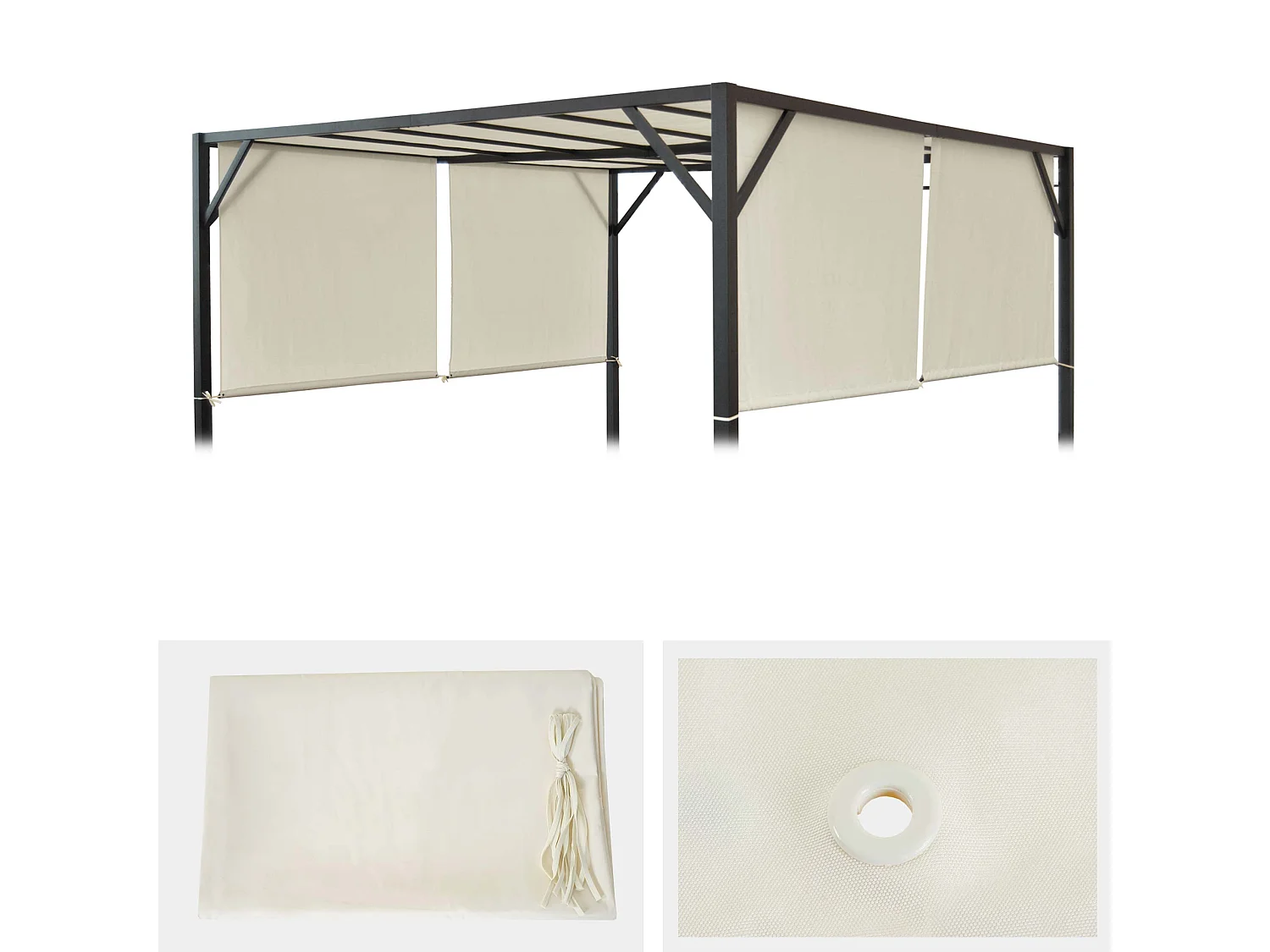 Ersatzbezug Dach für Pergola Beja, Creme