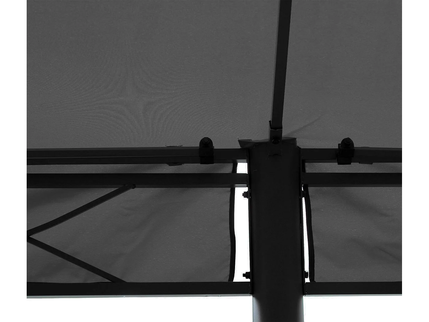 Gazebo pergola baldacchino moderno elegante Cadice acciaio poliestere 5x3m grigio con zanzariere e tende