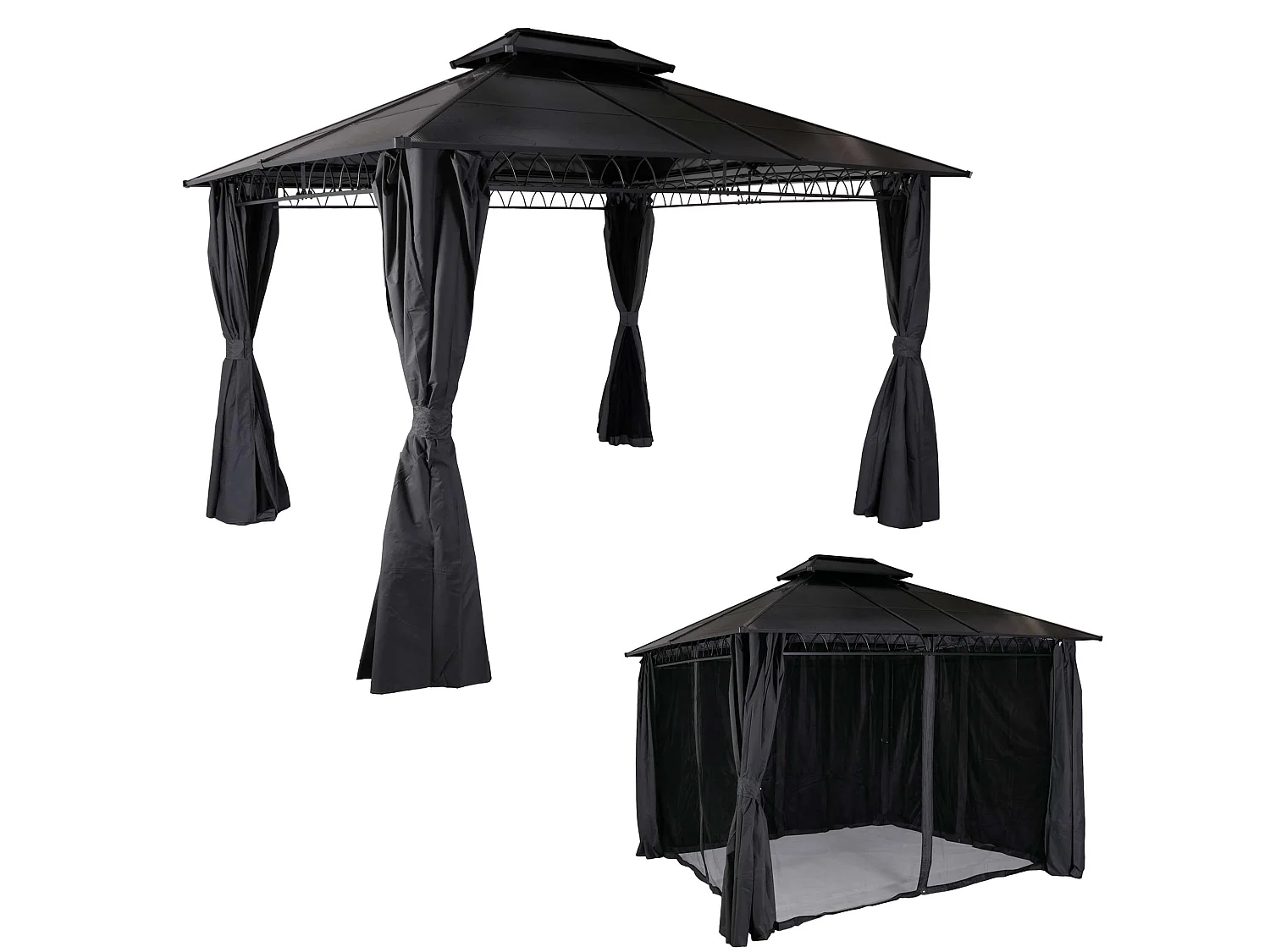 Pergola med fast tag MCW-M81,  grå