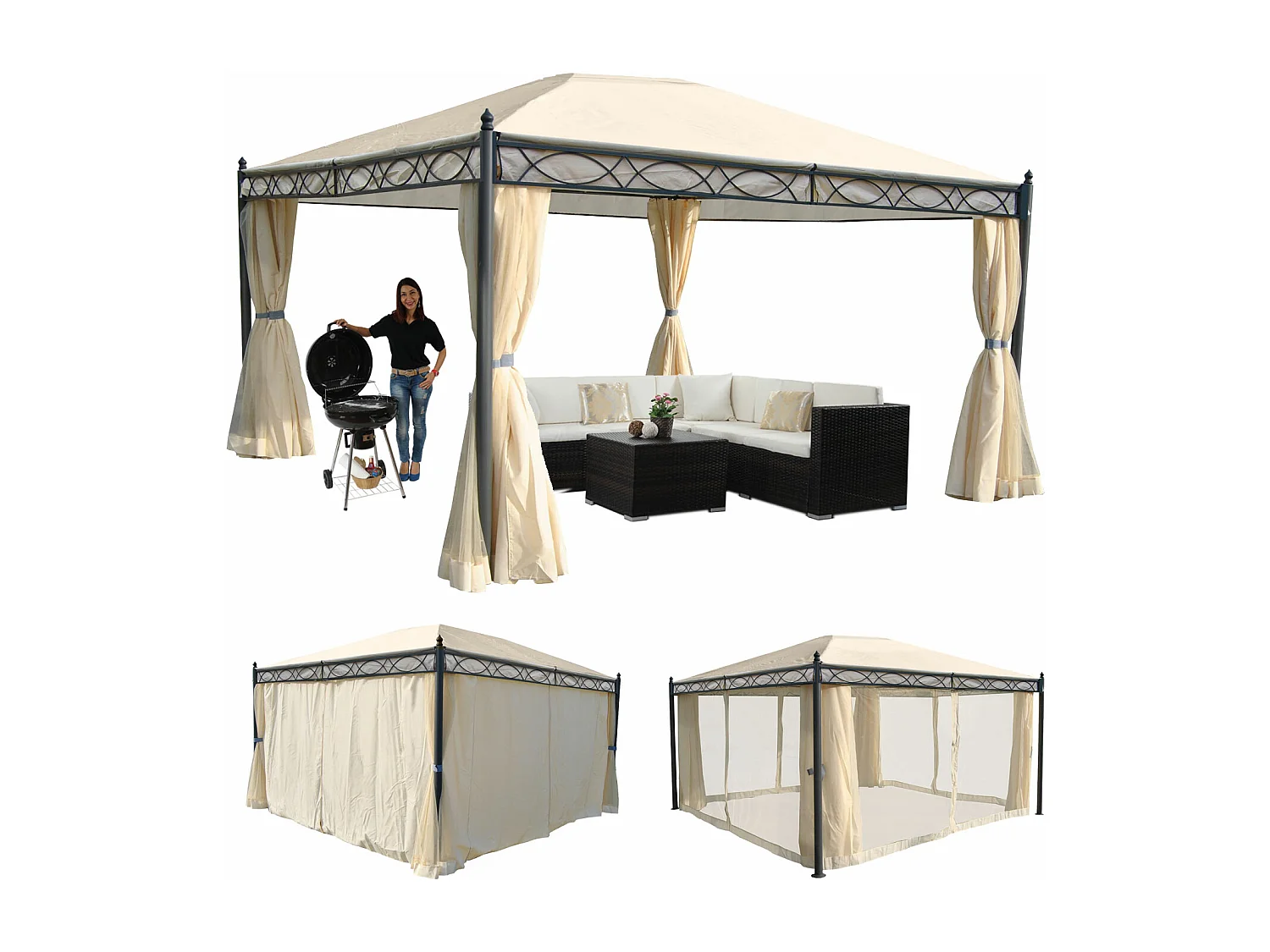 Pergola Calpe I,  kremowy 4x3m