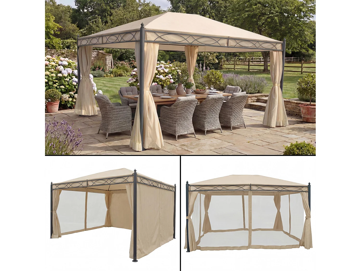 Pergola Calpe I,  cremefarvet 4x3 m