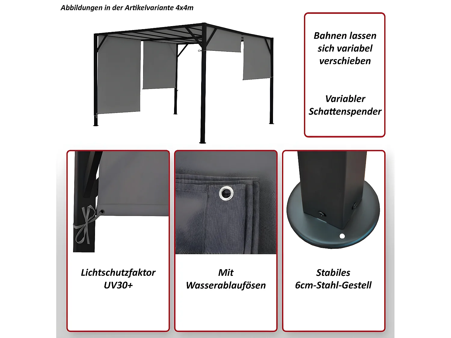 Pergola Beja szary,  4x3m