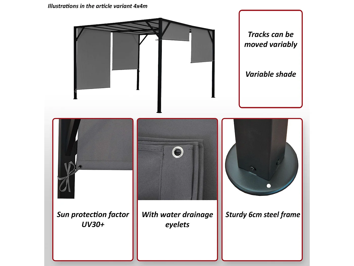 Pergola Beja szary,  4x3m