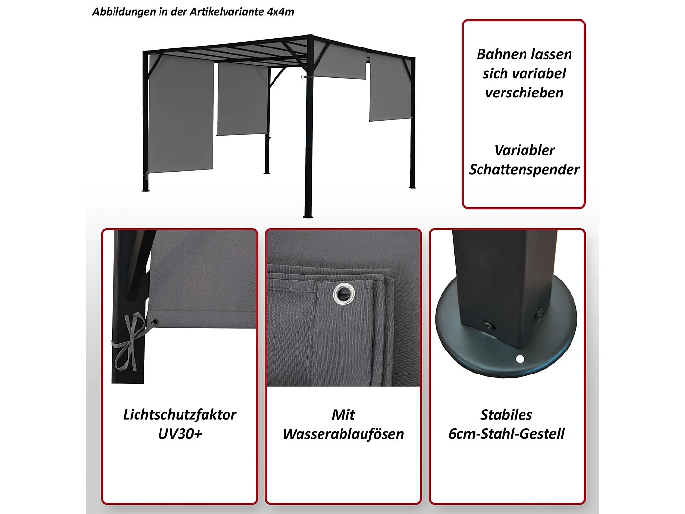 Pergola Beja szary,  4x3m