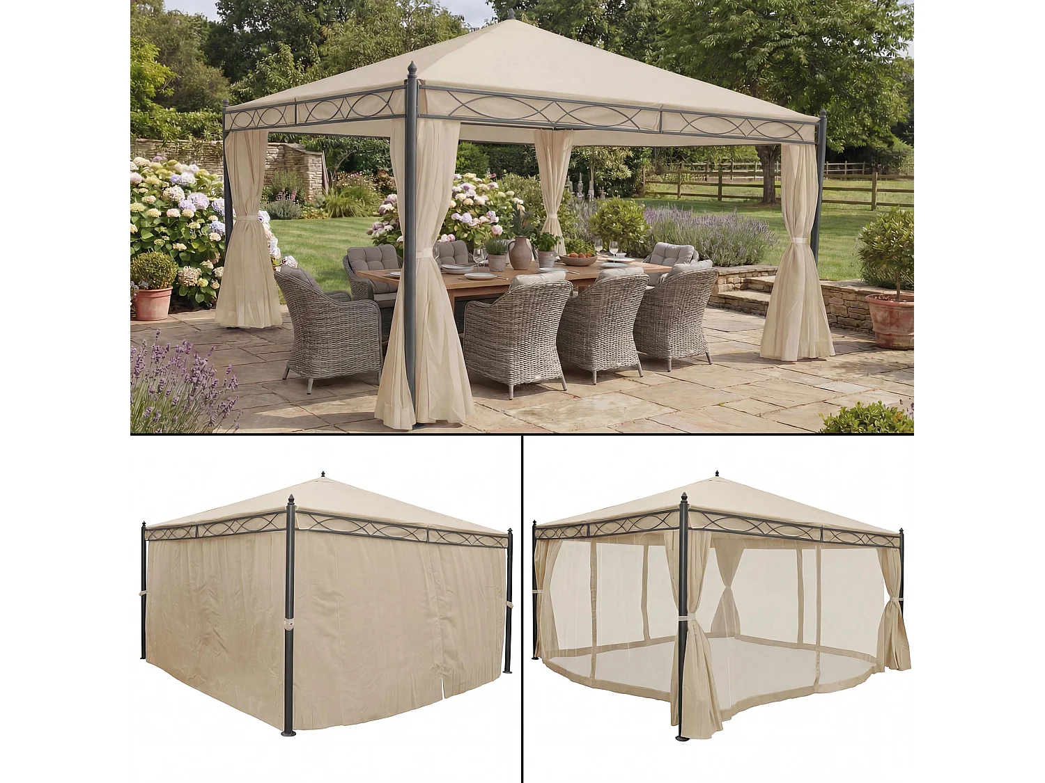 Pergola Calpe I,  cremefarvet 4x4 m