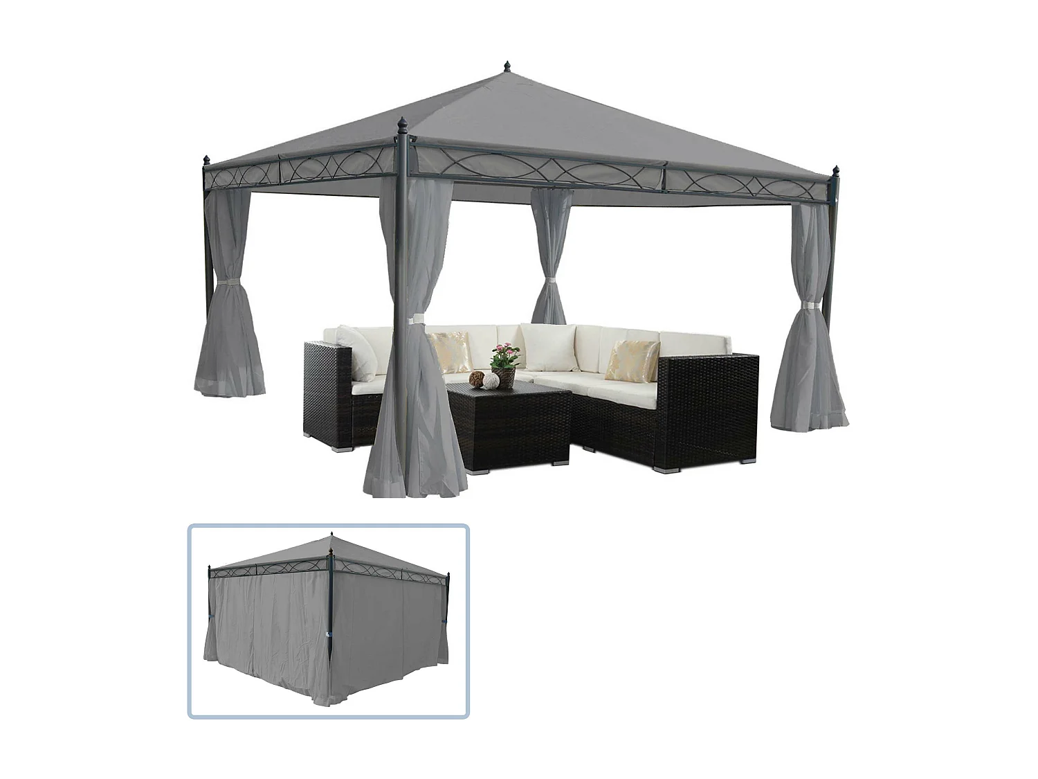 Pergola Calpe III,  lichtgrijs 4x4m