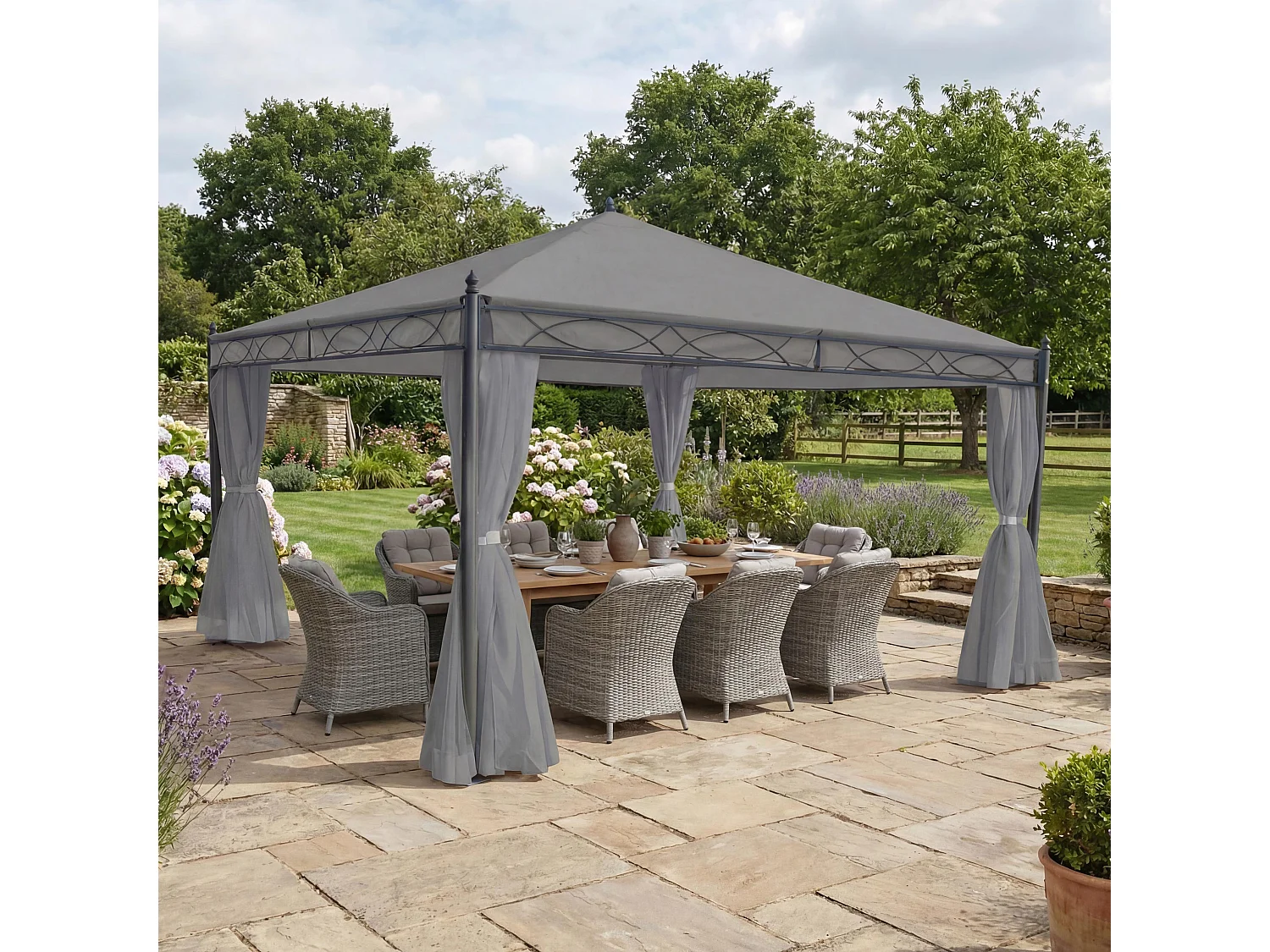 Pergola Calpe III,  lysegrå 4x4 m