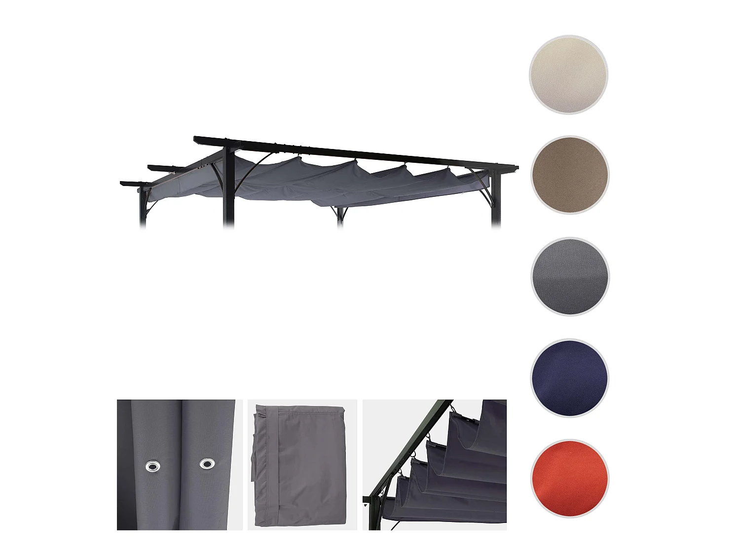 Telo di ricambio copertura tetto per gazebo MCW-C42 poliestere 300x370cm grigio