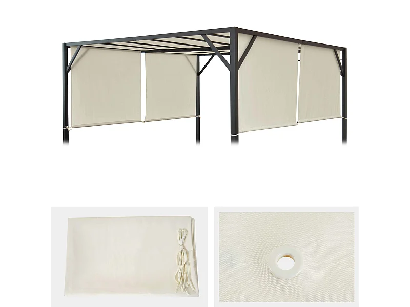 Teli di ricambio copertura tetto per gazebo Baia poliestere 4x3m avorio