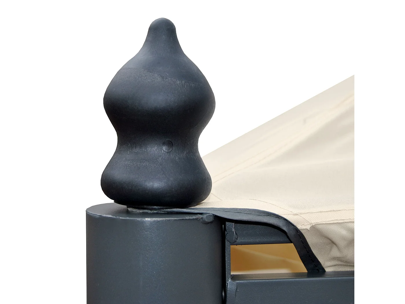 Gazebo pergola baldacchino moderno elegante Cadice acciaio poliestere 5x3m avorio con zanzariere e tende