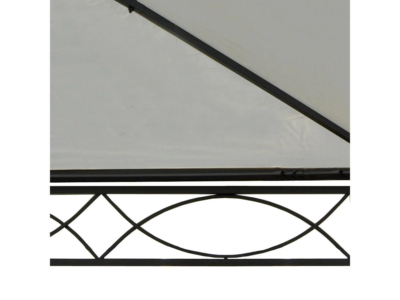 Pergola Calpe IV,  cremefarvet med sidevæg + myggenet