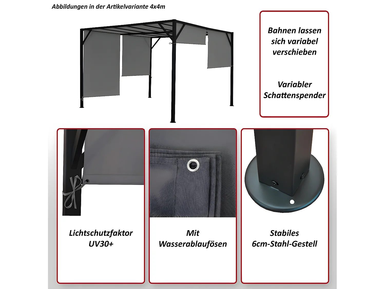 Pergola Beja szary,  4x4m