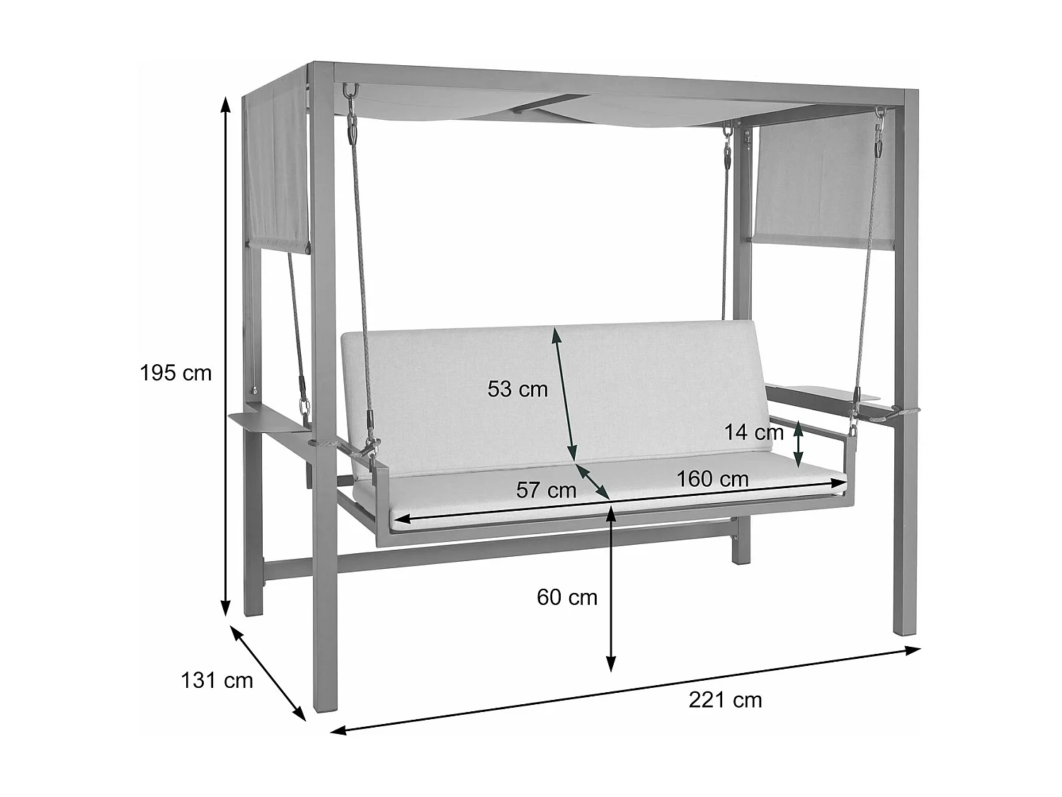 MCW-L47 aluminium hollywoodschommel