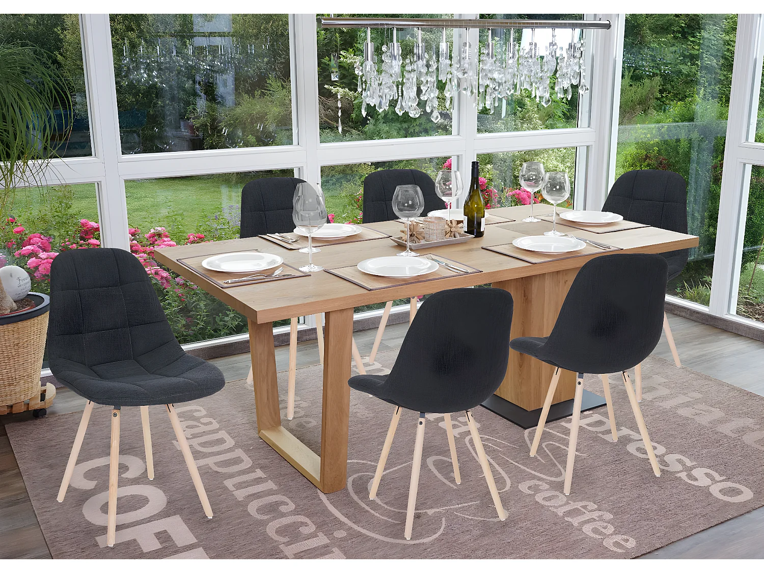 Krzesło do jadalni MCW-A60 I (zestaw 6 sztuk),  tkanina/tekstylia ciemnoszary