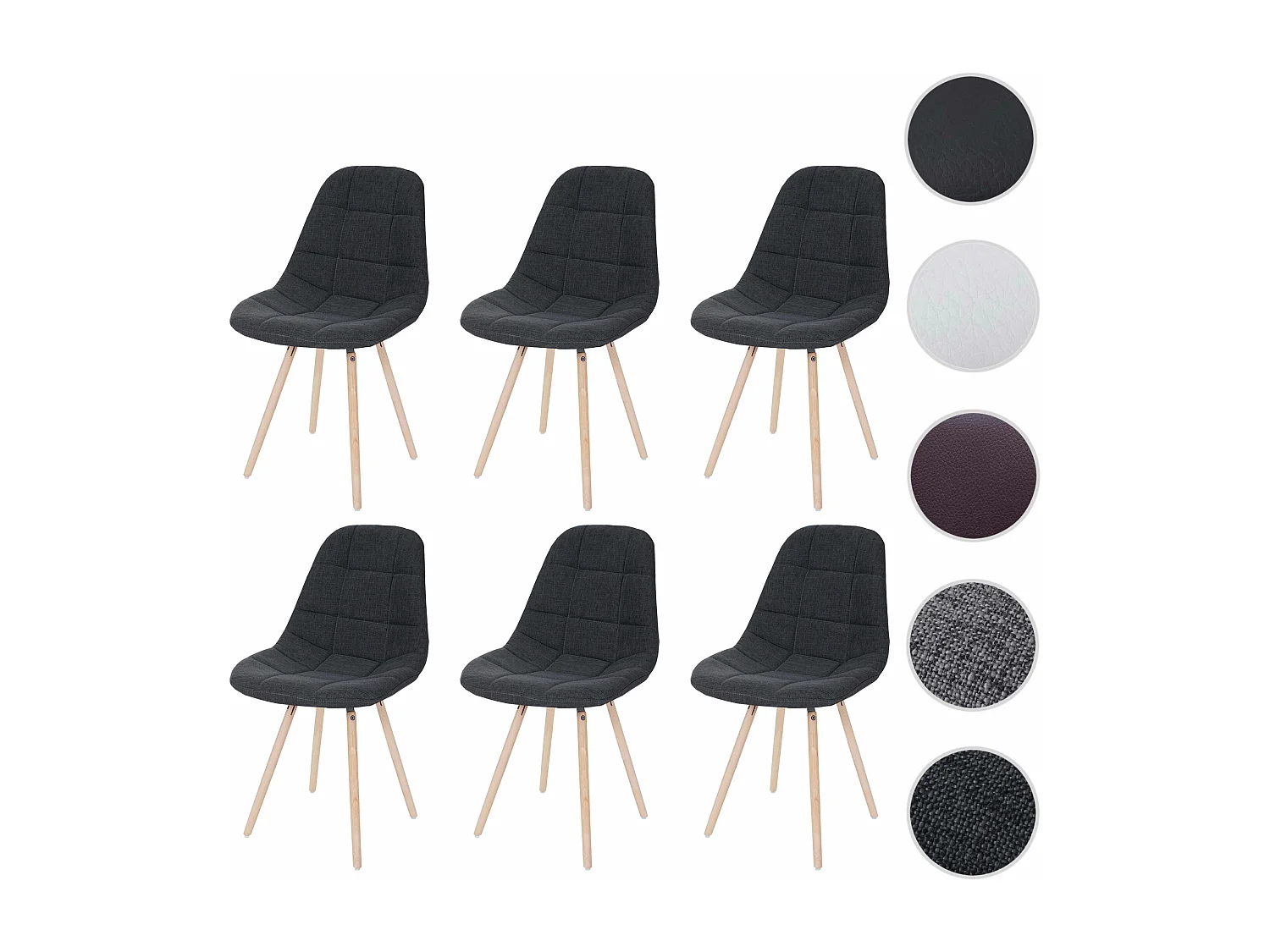 Krzesło do jadalni MCW-A60 I (zestaw 6 sztuk),  tkanina/tekstylia ciemnoszary