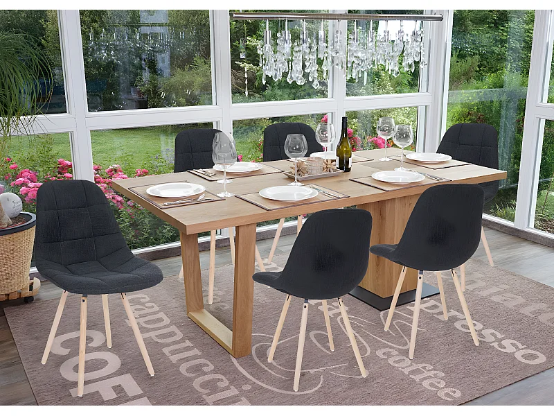 Esszimmerstuhl MCW-A60 I (6er-Set), Stoff/Textil dunkelgrau