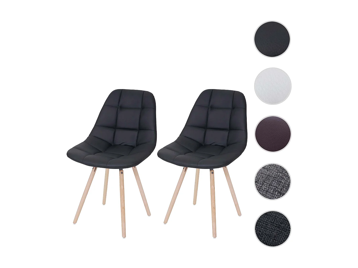 Krzesło do jadalni MCW-A60 I (zestaw 2 sztuk),  czarna sztuczna skóra