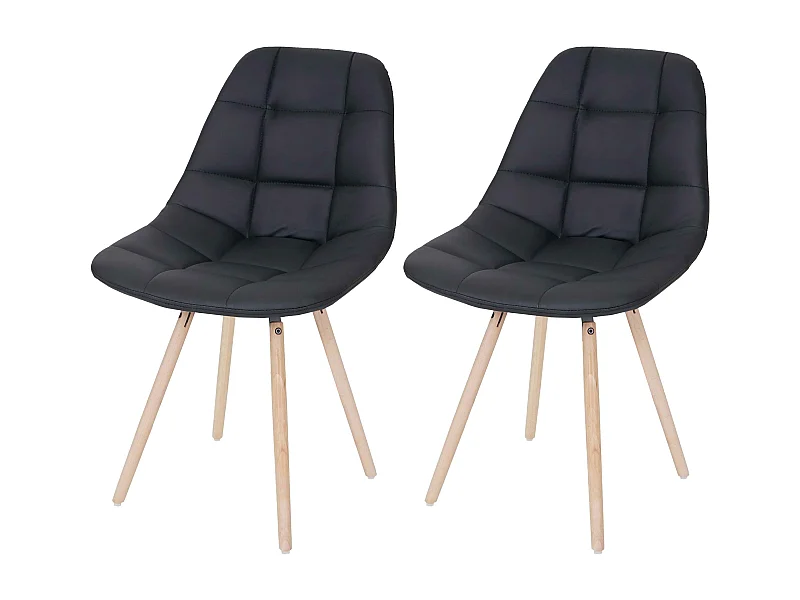 Esszimmerstuhl MCW-A60 I (2er-Set), Kunstleder schwarz