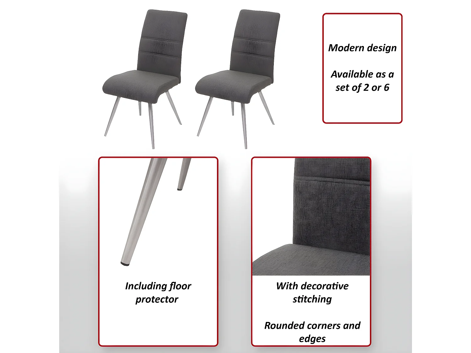 Silla de comedor MCW-G55 (set de 2),  gris-marrón