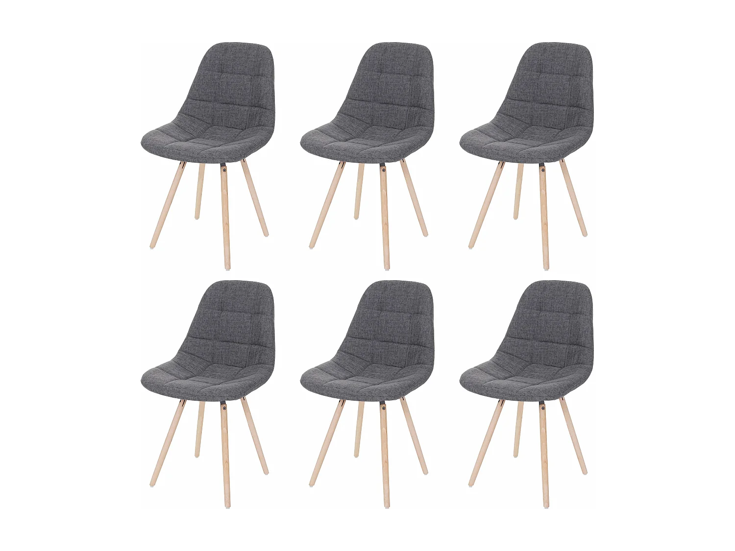 Esszimmerstuhl MCW-A60 I (6er-Set), Stoff/Textil grau