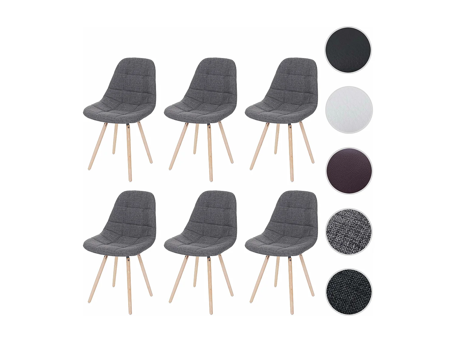 Esszimmerstuhl MCW-A60 I (6er-Set), Stoff/Textil grau