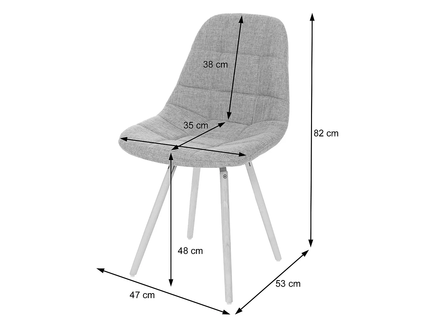 Spisestuestol MCW-A60 I (sæt med 6 stk.),  stof/tekstil i gråt